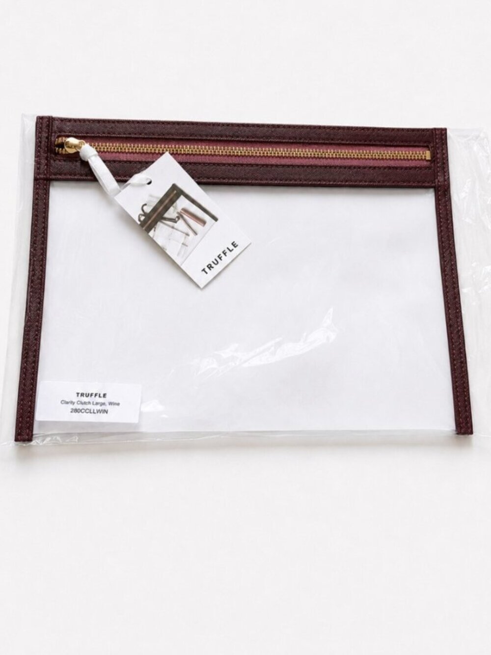 Truffle Clarity Clutch Large in Wine - Rare/Discontinued - New in Package